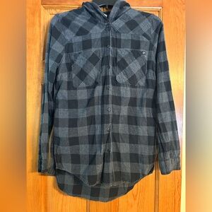 Black and Gray Fox Racing Plaid Button-Up Shirt